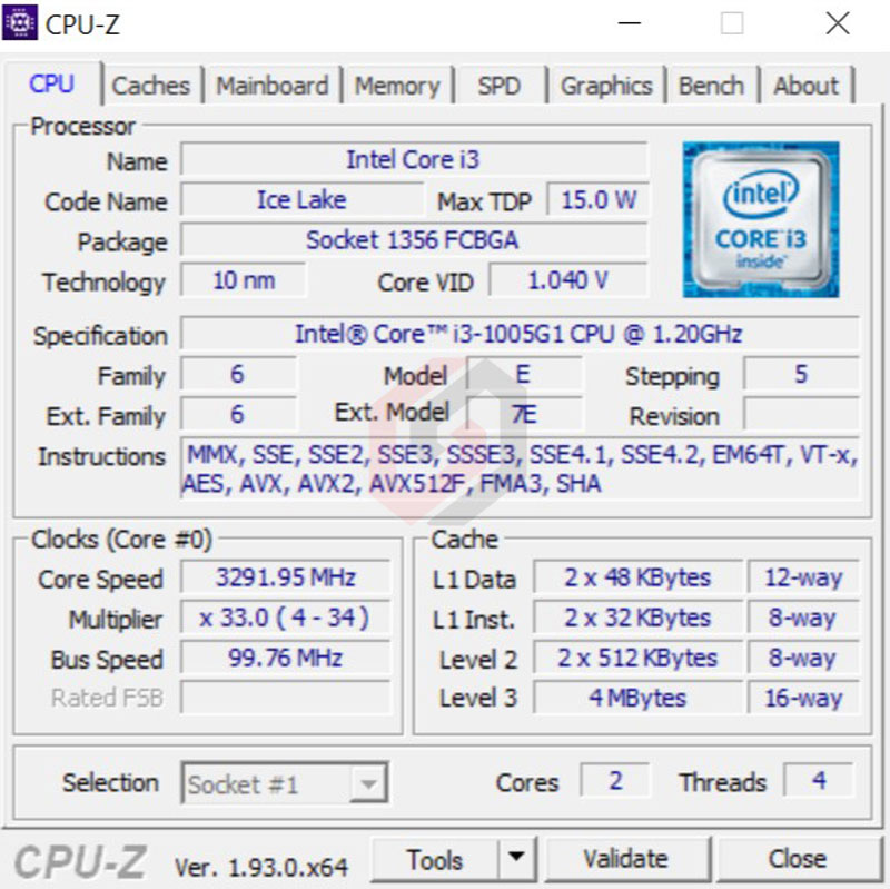 Asus VivoBook 14 Specs CPU-Z