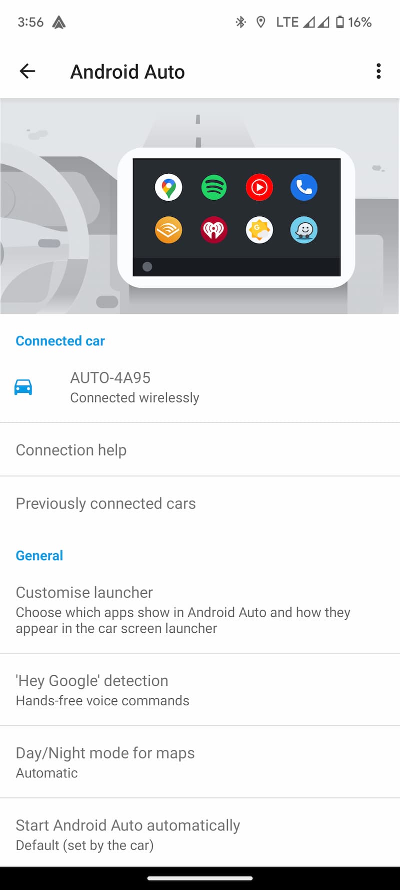 Android Auto Connected Car Menu