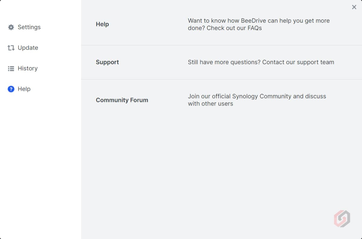 Synology BeeDrive Support Options