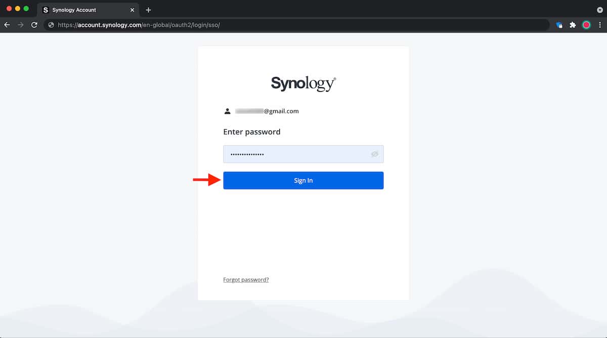 Login into Synology account