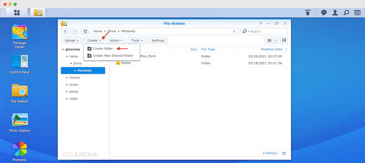 Create a Folder in File Station