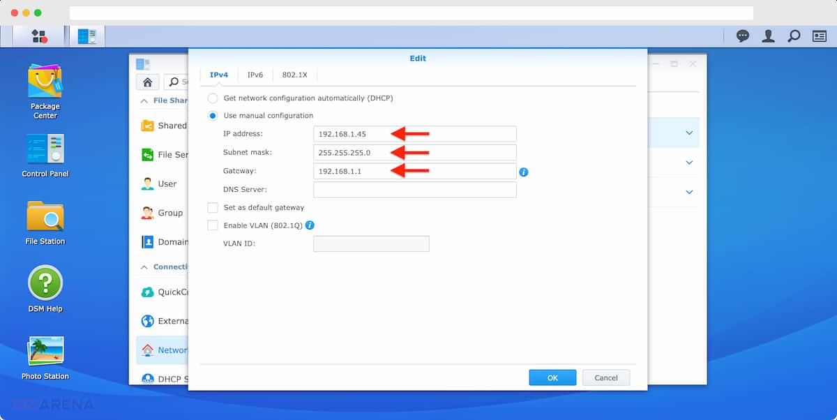 Create Static IP Address for Synology NAS