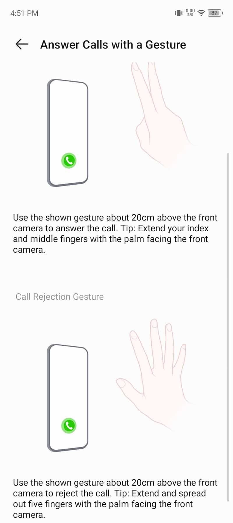 itel P55 Answering Calls with a Gesture