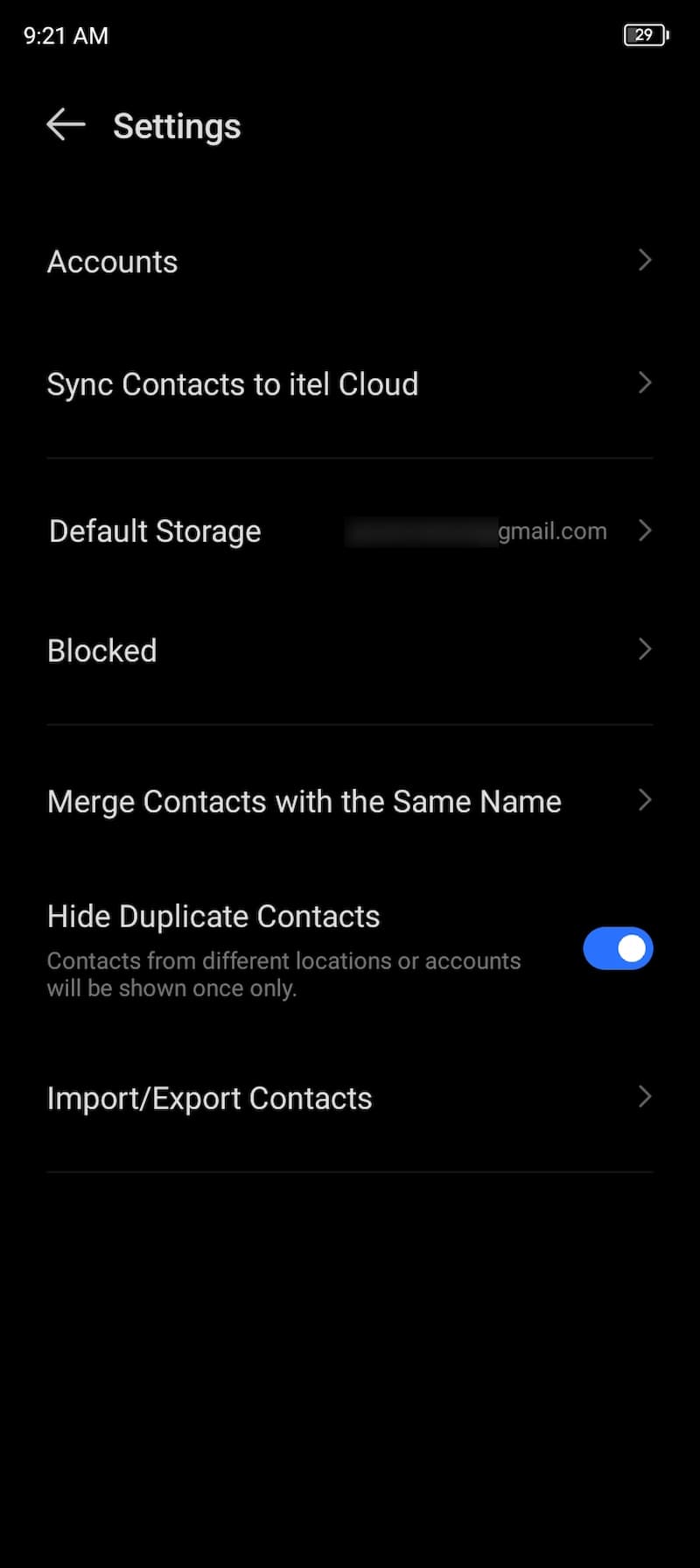 itel P55 5G Contacts App Settings