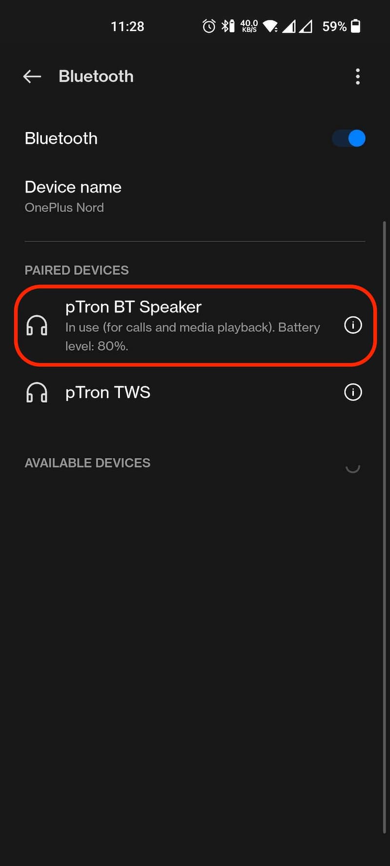 pTron Musicbot Lite Bluetooth Settings